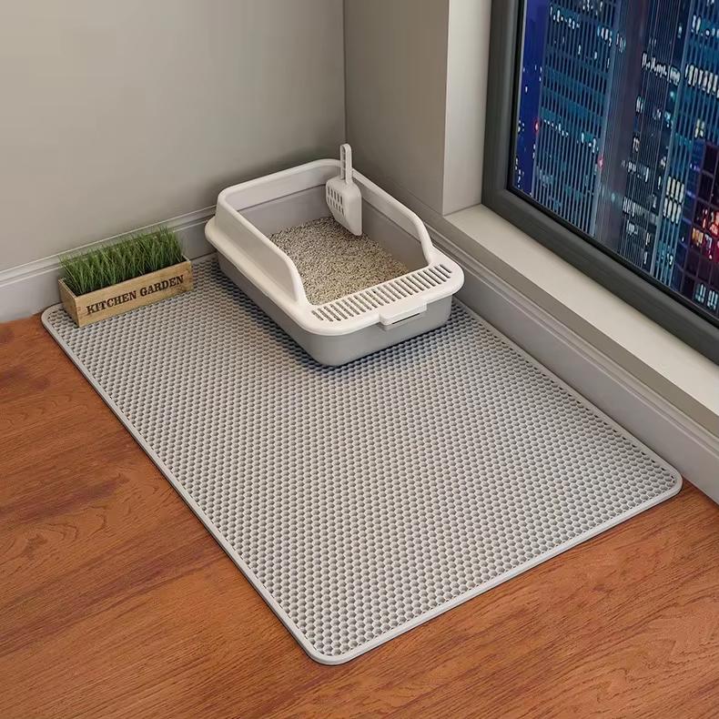 Double Layer Non-Slip Cat Litter Mat, Waterproof & Wear Resistant Pet Cleaning Pad