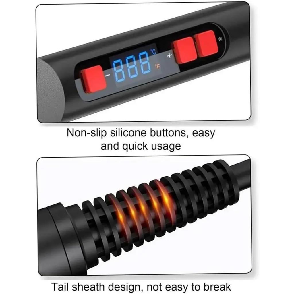 Soldering Iron Kit 80W with LCD Adjustable Temperature 180-480°C Fast Heating Ceramic Core, Desoldering Pump, Wire, Multimeter