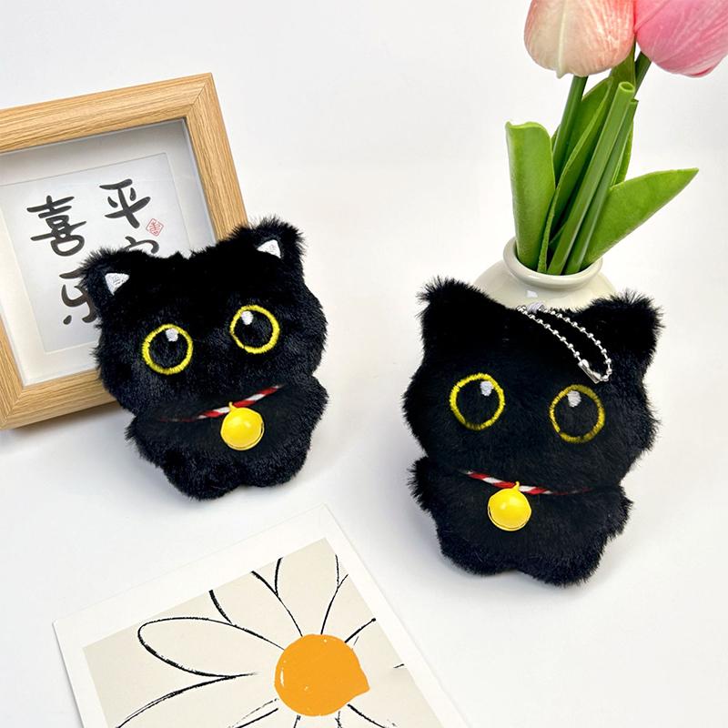10Cm Cute Black Cat Plush Toy Doll Small Pendant Lovely Cats Keychains Girl Gift Plush Bag Pendant Bag Decoration