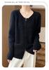 Women's Double Zipper Wool Cardigan - Silk-Cashmere Blend, Long-Sleeved, with Pockets