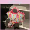 Cute Dachshund Dog Embroidered Striped Star Pattern Women Casual Shoulder Bag For Daily Use