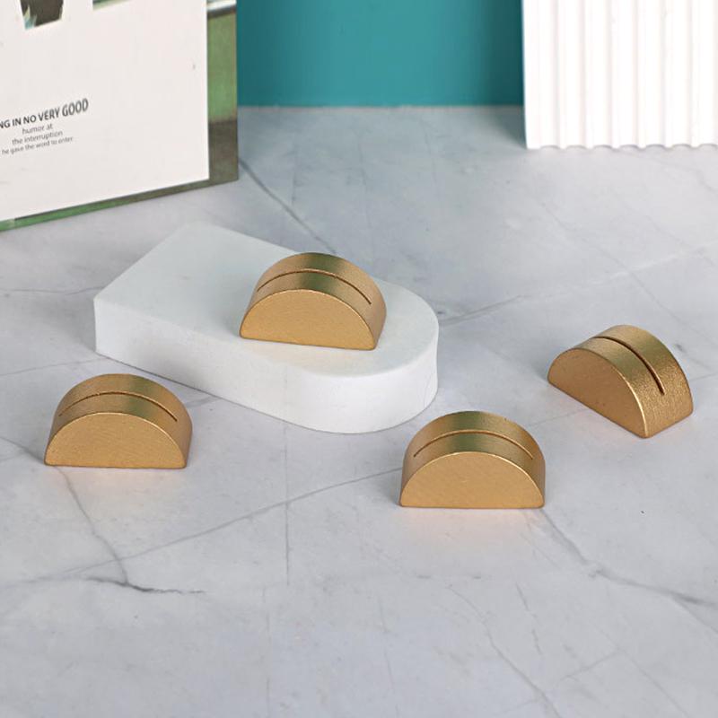 1/6/12pcs Memo Clip Notepaper Half Circle Design Ornament Crafts Party Note Holder Photo Card Holder Multipurpose Gold