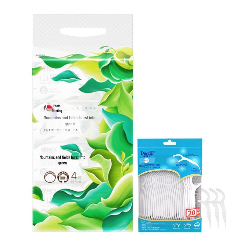 Dental Floss Picks & Facial Tissues Bundle