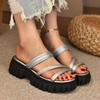 Roman Style Summer Fashion Platform Sandals Buckle Round Head Height Foreign Trade Large Size Women's Shoes New Sandals Women