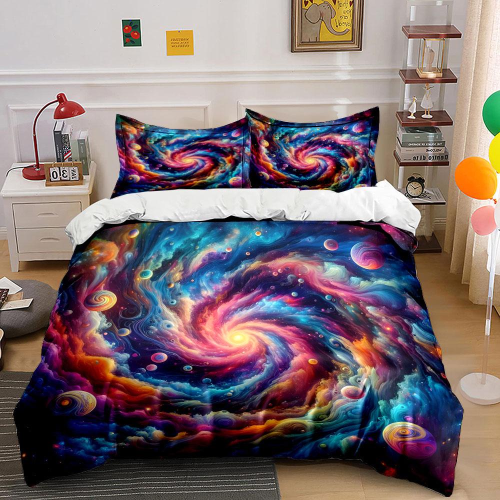 Galaxy Theme Art Set Multiple Sizes Kid'S And Adults' Bedroom Exquisite 3Pc Bedding Set, Gift
