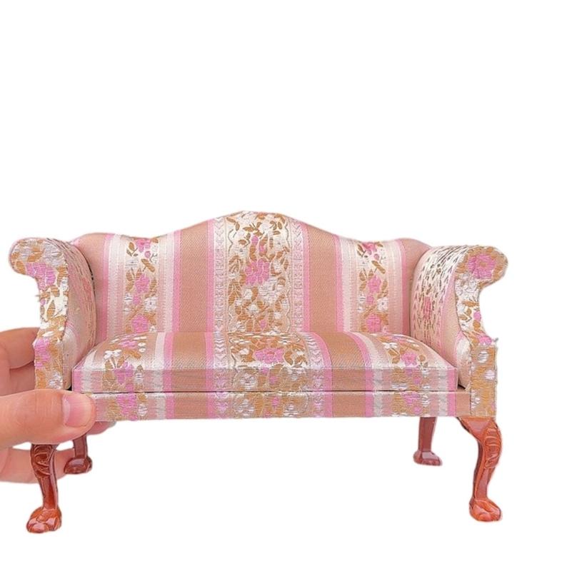 Miniature Single Sofa/ArmChair Model Figure For 1/6 Doll House Decoration Wood Kids Toy Furniture Scene Setting Decors