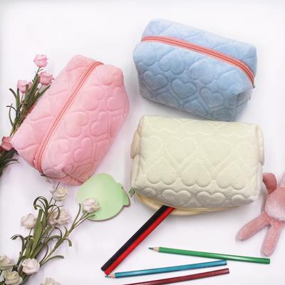 Soft Plush Cosmetic Bags Large Capacity Heart Pillow Makeup Case Lipstick Eysshadow Organizer Top-handle Phone Pencil Bags