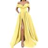 Abito Maxi Donna Scollato A Spalla Senza Maniche Linea Ad A Vita Alta Elegante Raso Spacco Abito da Sera