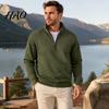 Outdoor Fitness Clothing Mens Quarter Zip Sweatshirt, Stand Collar Athletic Fleece Pullover, Ribbed Hem Cuffs, Casual Streetwear Hoodie Long