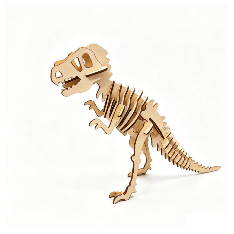 Tyrannosaurus Rex Wooden 3D Puzzle - DIY Hand-Assembled Educational Toy for Parent-Child Interaction