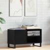 Vinyl Record Cabinet Black Oak Effect 85 x 38 x 48 cm