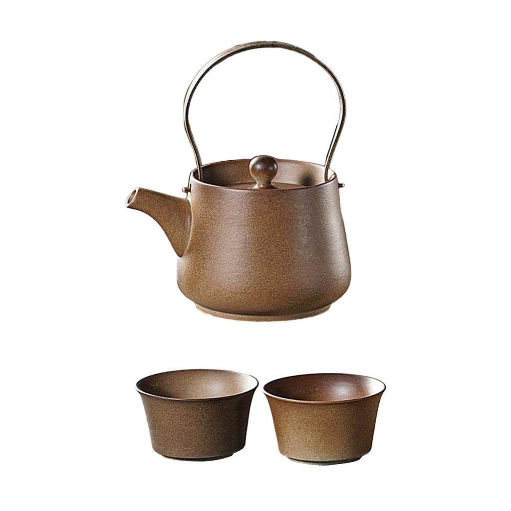 Chinese Ceramic Teapot with Lid 200ml Capacity with Tea Strainer Tea Infuser for Home Outdoor Kitchen Restaurant Camping