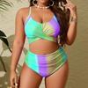 Zweiteiliger Bikini für Damen in Übergröße, Badeanzug mit Schlitz