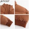 BITCED Autumn/Winter Women's Short-Length Cotton Coat Long-Sleeved High-Neck Thermal Jacket Loose-Fit Casual Cotton Jacket Puffer Coat