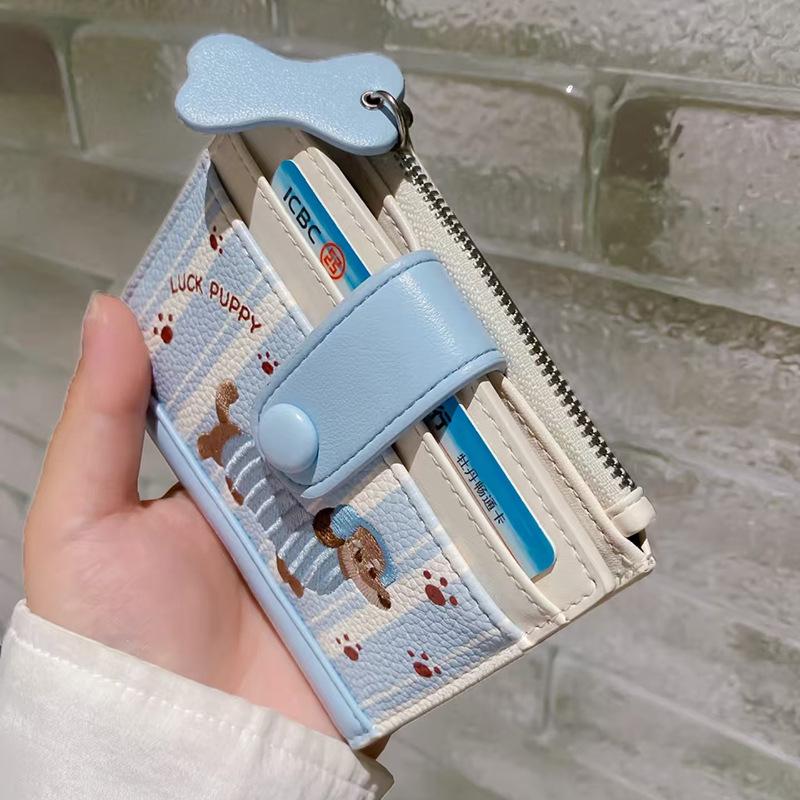 Kawaii Dachshund Embroidery Coin Bag Cute Cartoon Pu Leather Wallet Ins Style Card Bag Small Money Change Pouch Gifts