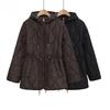 Winter Damesmode Verticale Kraag Strik Capuchon Taille Gevulde Jas Licht Warm Losse Jas