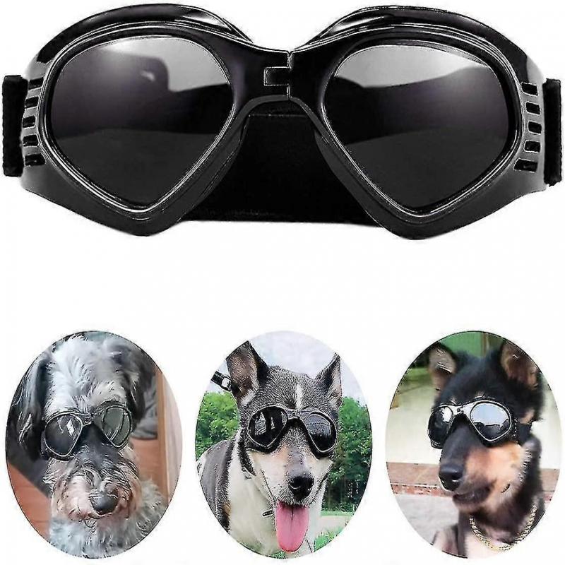 Dog Sunglasses Adjustable Strap For Uv Sunglasses Waterproof Protection For Small Medium Dogs Black