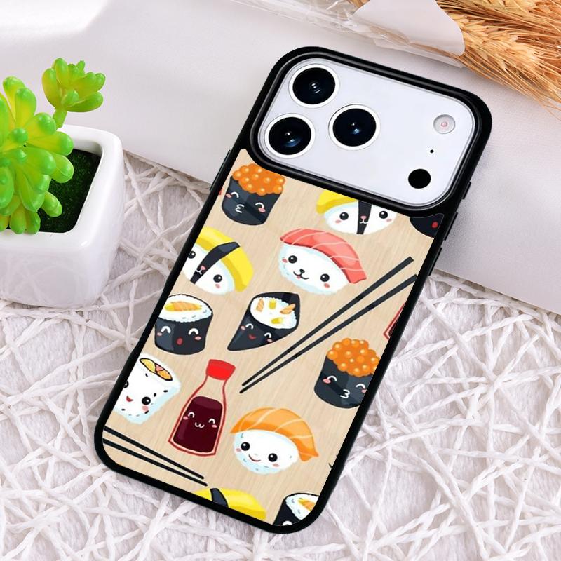 Kawaii Sushi Crowd Phone Case for iPhone 17 Air 16 15 11 12 14 13 Pro Max Shockproof Cover