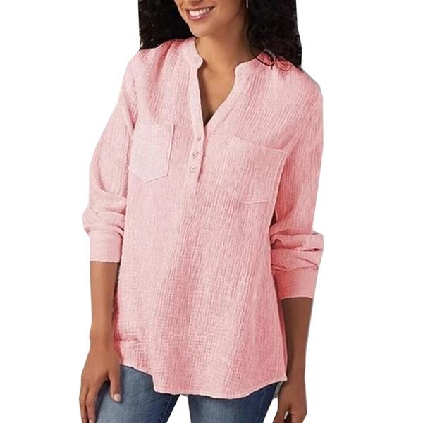 Women Casual Loose V Neck Shirts Tops 