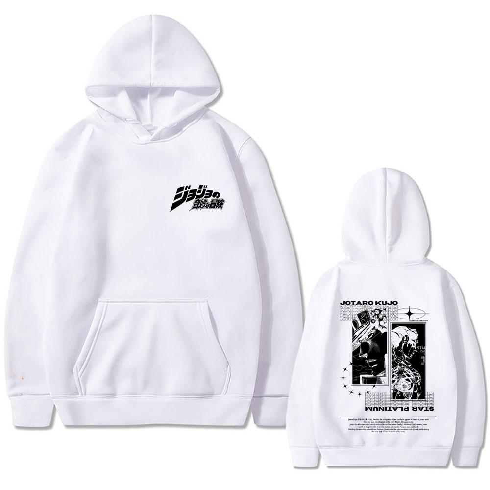 Anime JJoJo's Bizarre Adventure Kujo Jotaro Star Platinum Graphic Hoodie Men Women Casual Vintage Fleece Oversized Sweatshirt
