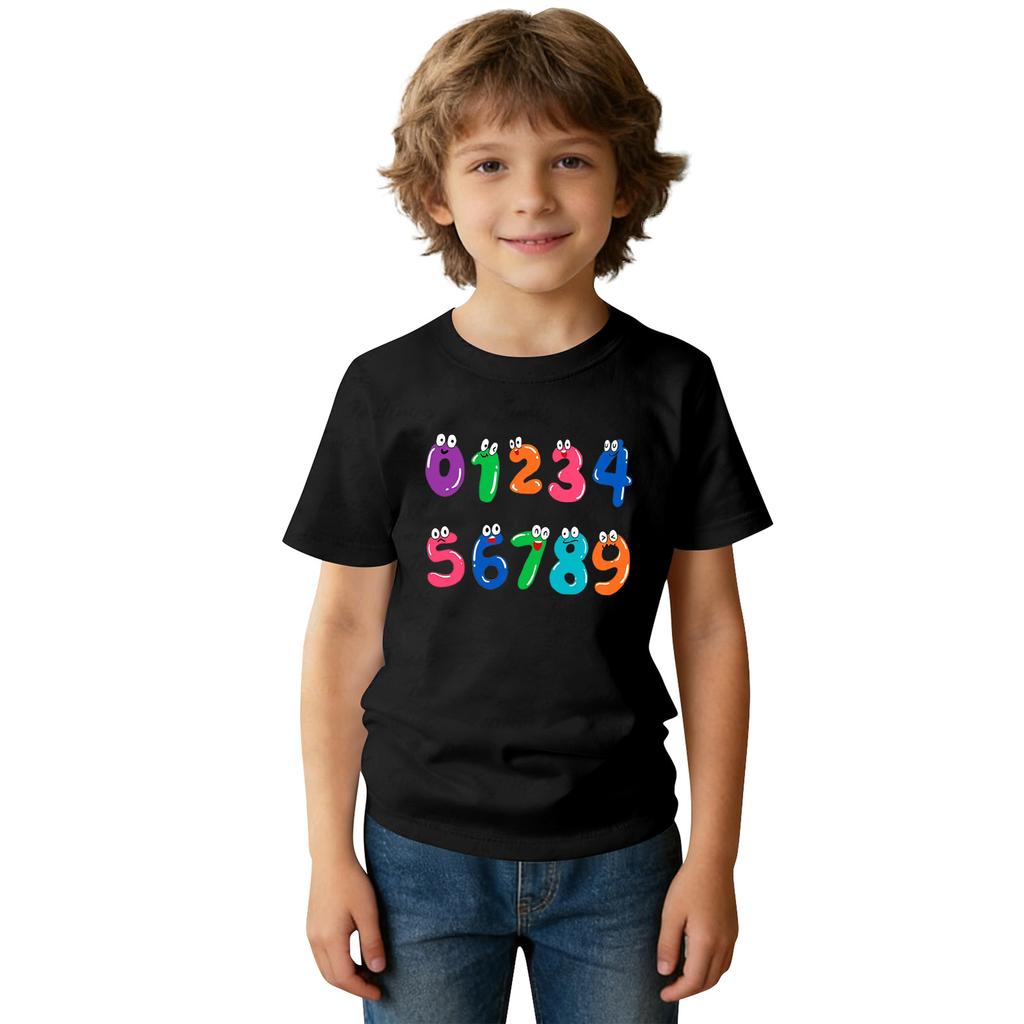 Roupas de Trabalho da Moda de Manga Curta com Gola Redonda, Tops Estampados Para CRIANÇA, Tops de Verão