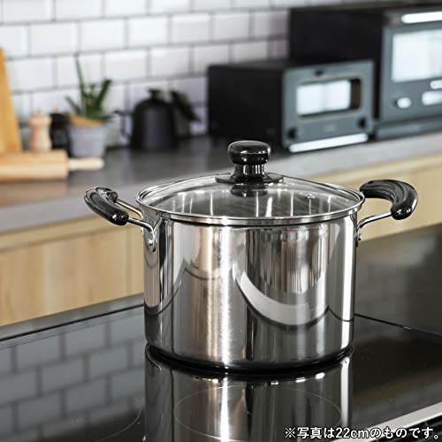 Pearl Metal NEW Danran H-5873, 26cm Stainless Steel Double-Handled Pot with Glass Lid, Induction Compatible, Steamer/Steamer Pot [IH Compatible]