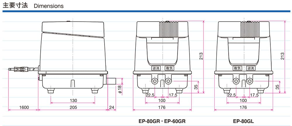 Yasunaga Luftpumpe Gebläse Rechts Eimer Luftpumpe für Klärgrube Rechts Diffusor Nachfolger EP-80GR EP-80ER
