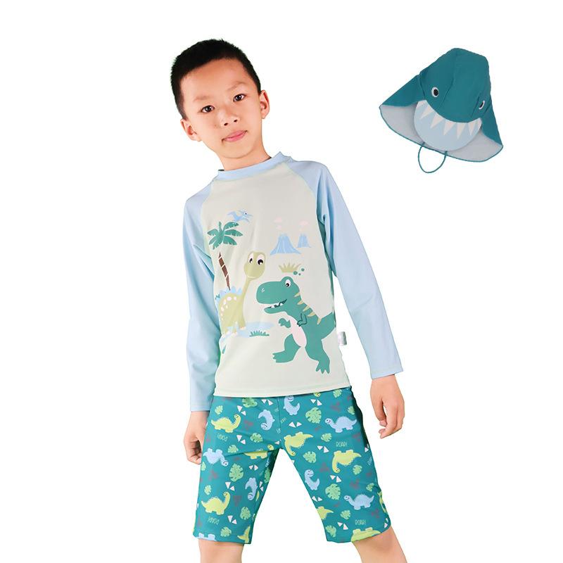 Children's swimming suit - Boys' swimming suit set - Cartoon dinosaur - Sun protection - Quick-drying swimming suit