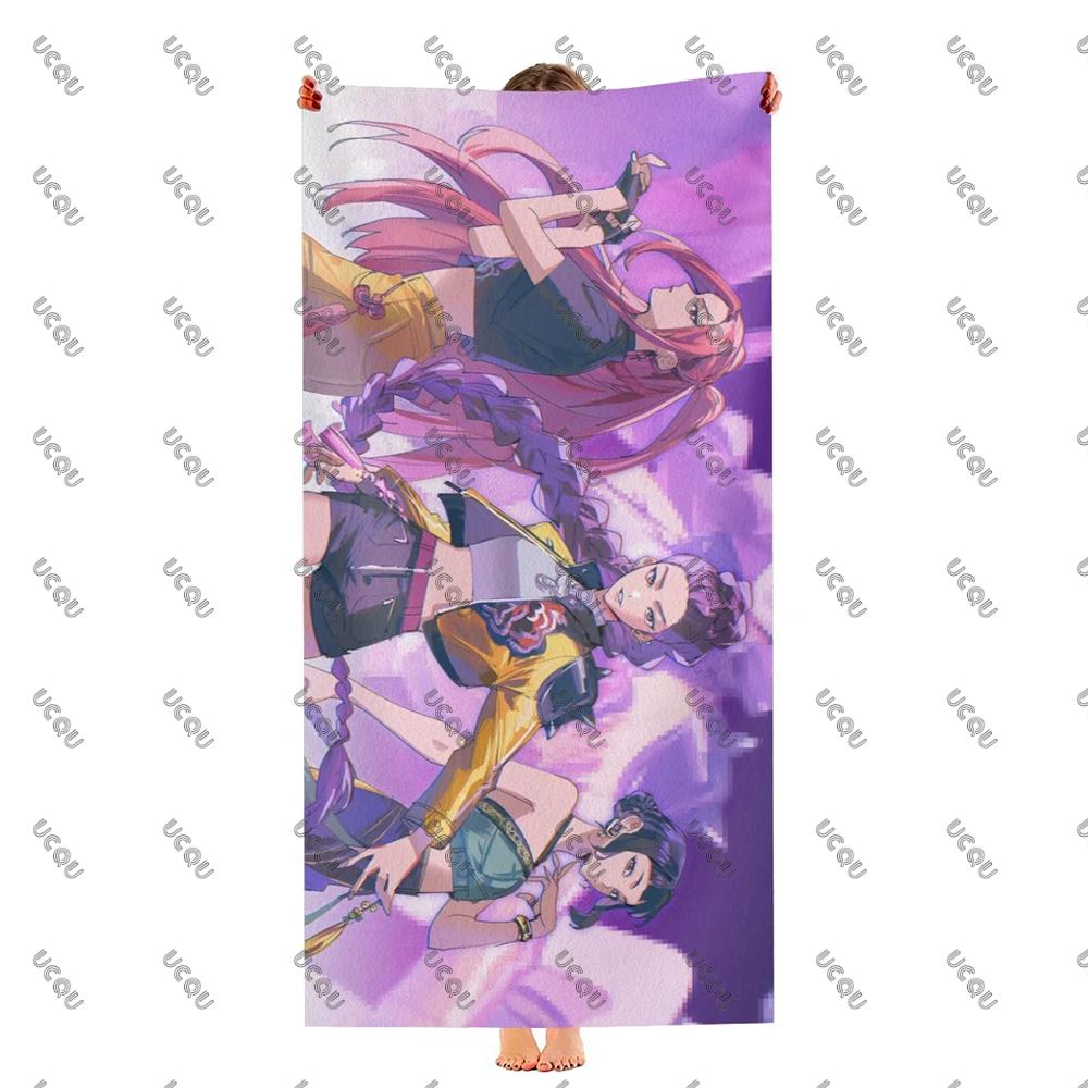 KPop Demon Hunters Birthday Swimming Towels Bath Outdoor Music Lover Beach Towel Quick Drying Gift Women Girl Kids Boys Fans