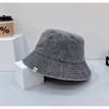 Denim bucket hat men's big brim showing face small girl plain face cover basin hat versatile couple hat