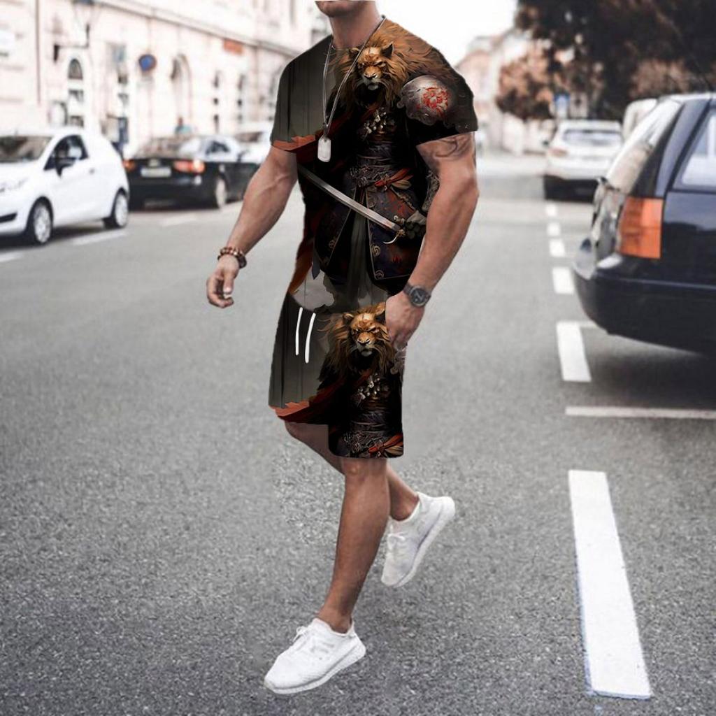 2025 New Summer Two-piece Suit Men's Suit T-shirt Shorts Football Sports Suit Jogging Suit Men's Sports Suit Casual Streetwear