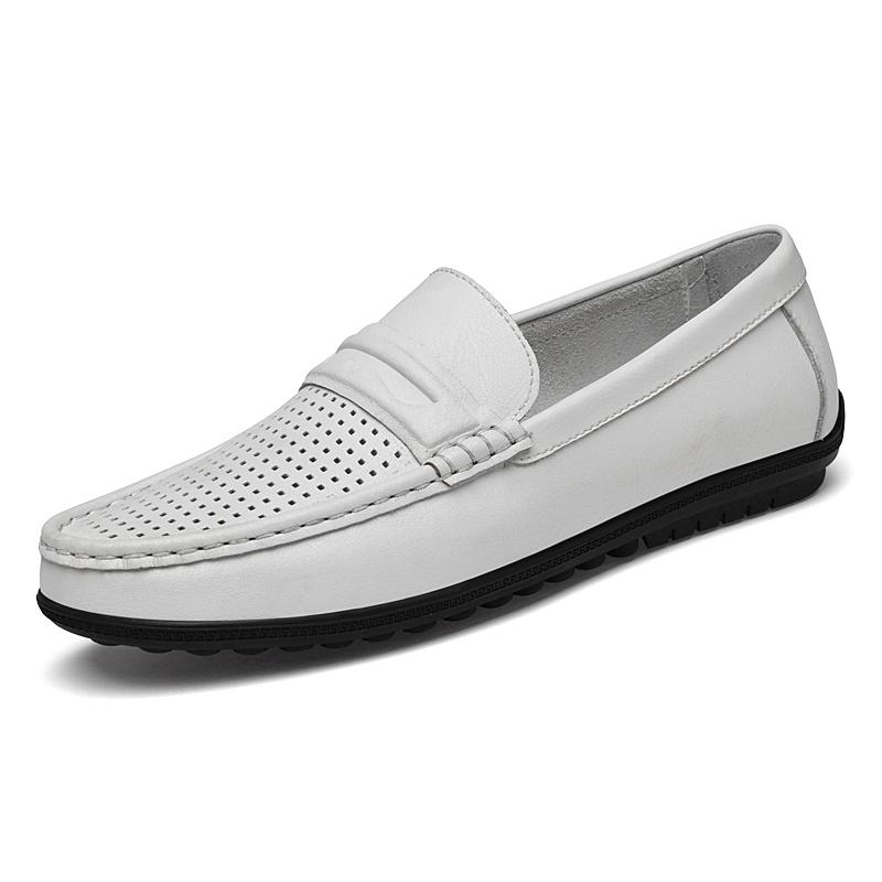Fashion New Style Men Business Loafers Genuine Leather Slip On Flats Handmade Casual Shoes Formal Wedding Driving Shoes Breath Moccasins