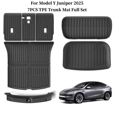 For Tesla Model Y Juniper 2025 Front Rear Trunk Mat TPE All-weather Seat Backrest Anti-Kick Mat Trunk Cargo Liner Protective Pad