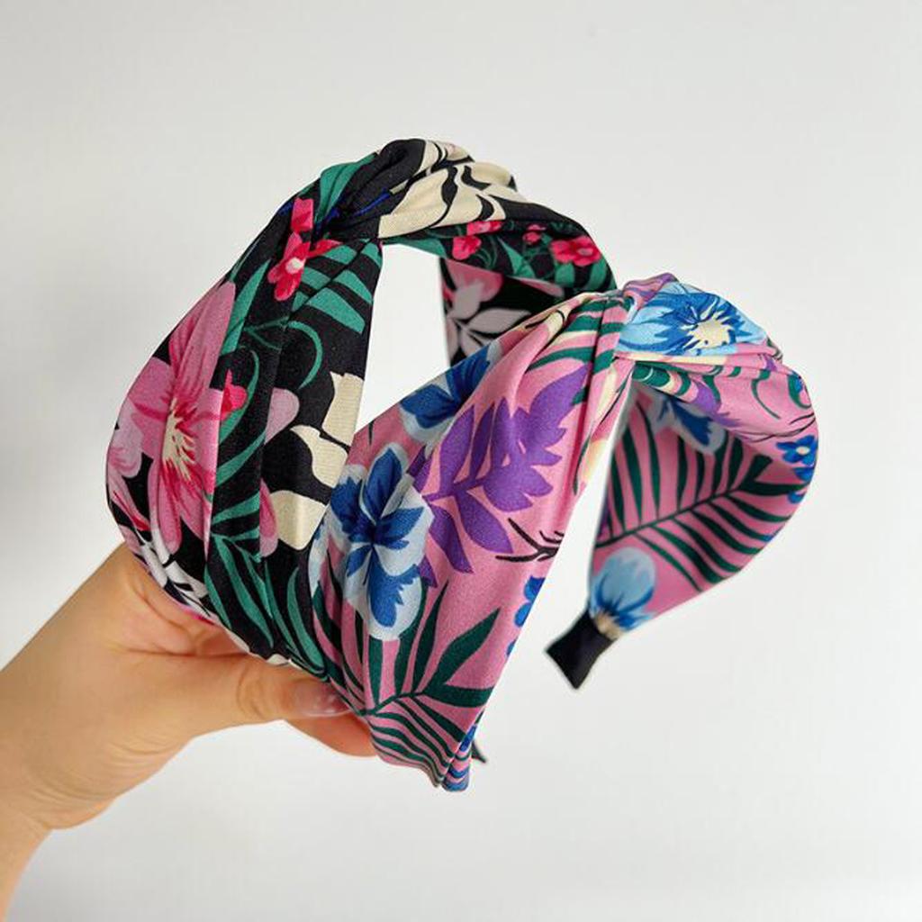 PROLY New Fashion Headband For Women Wide Side Flower Headwear Cross Knot Casual Bohemia Turban Hair Accessories