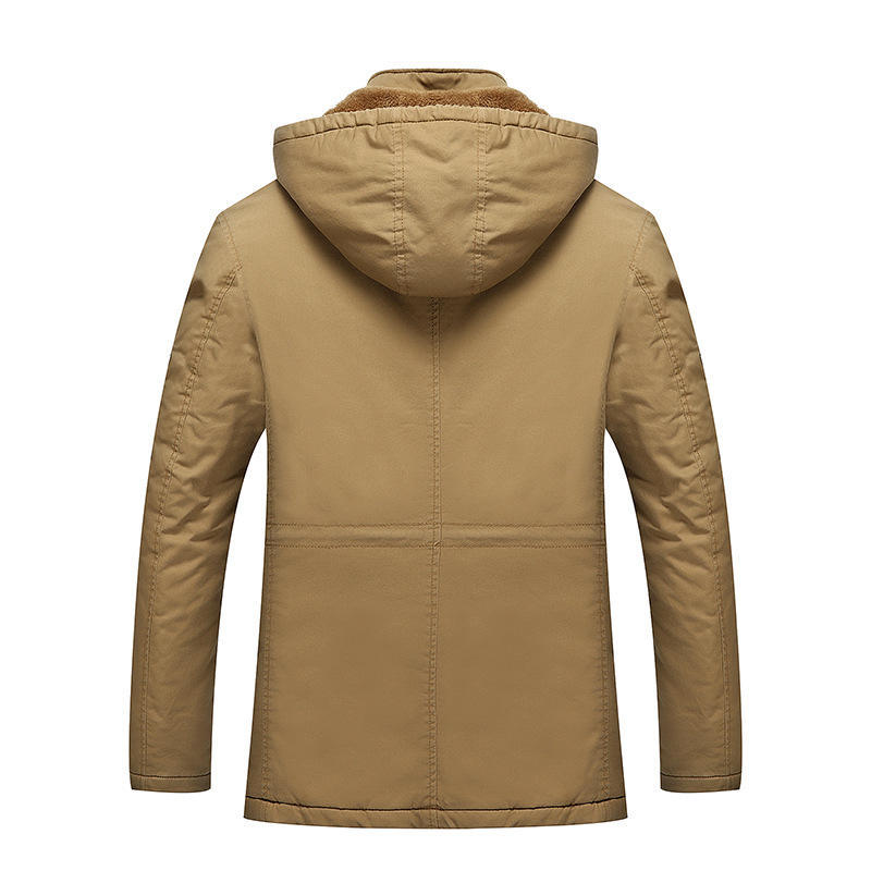 New Winter Men's Cotton Mid-length Velvet Warm and Cold-proof Men's Casual Jacket