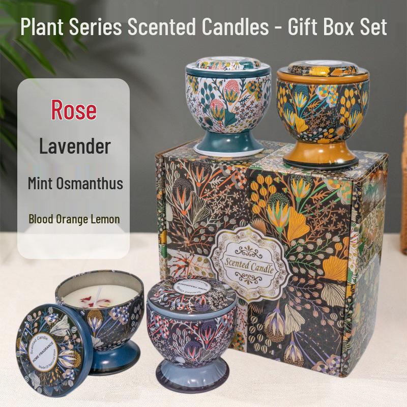 Exquisite High-Stemmed Glass Scented Candle Set - Long-Lasting Indoor Fragrance & Decorative Gift