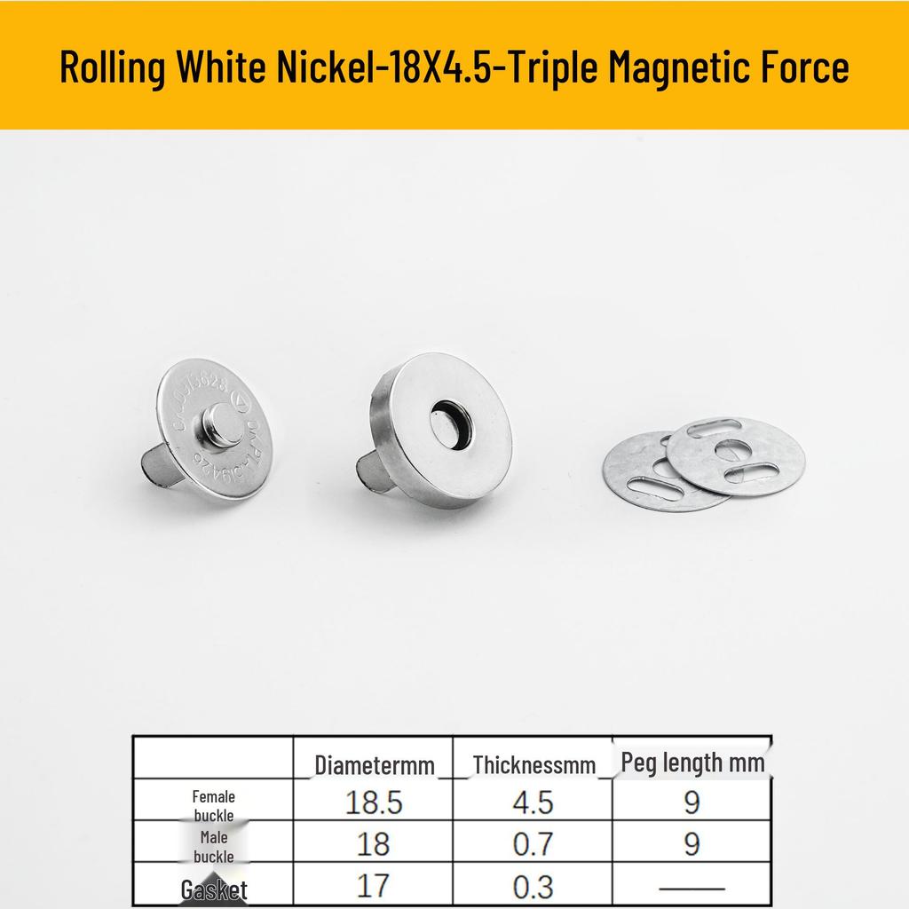 Triple Strength No-Sew Round Electroplated Magnetic Bag Buckle with Thickened Metal Pin