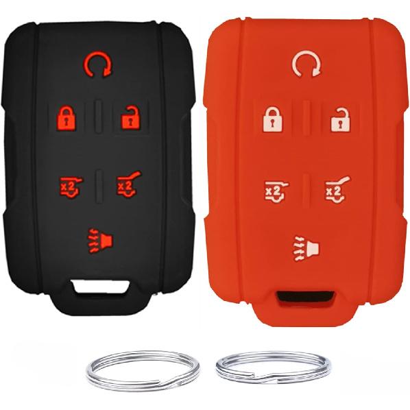 Silicone Keyless Remote Key Fob Cover Case fit for 2017 2016 2015 2014 GMC Yukon Chevrolet Tahoe Suburban. Part Number:M3N-32337100(6 Buttons)