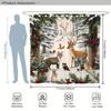 1pc Shower Curtain - Festive Winter Forest Scene with Deer, Fox, Owl, and Bunny Waterproof