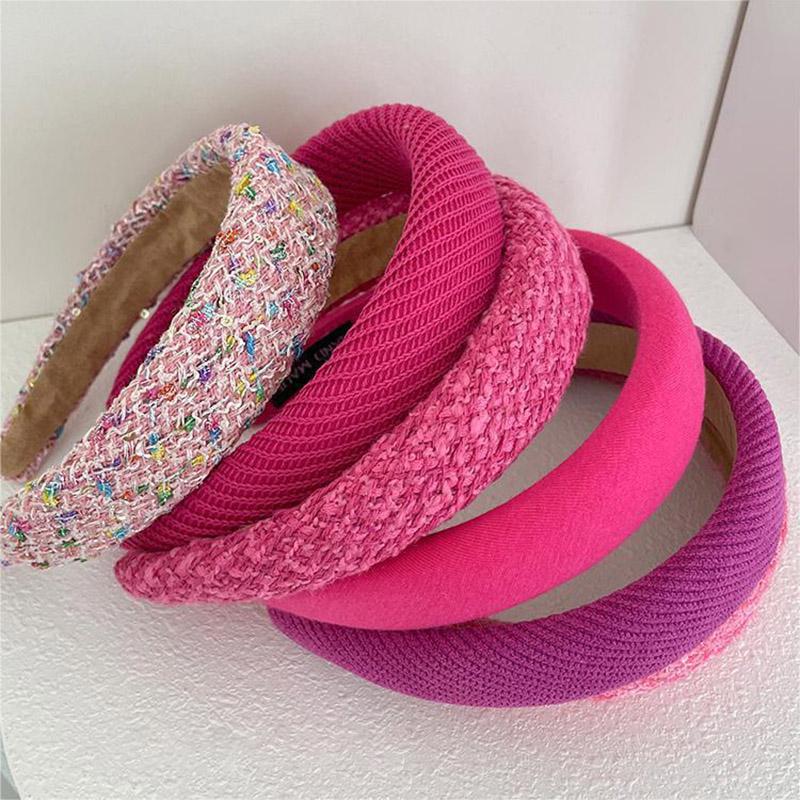 Rose Red Wide-brimmed Sponge Hair Band Women Fairy Temperament Headband Tweed Head Hoop Hairband Princess Girls Hair Accessories