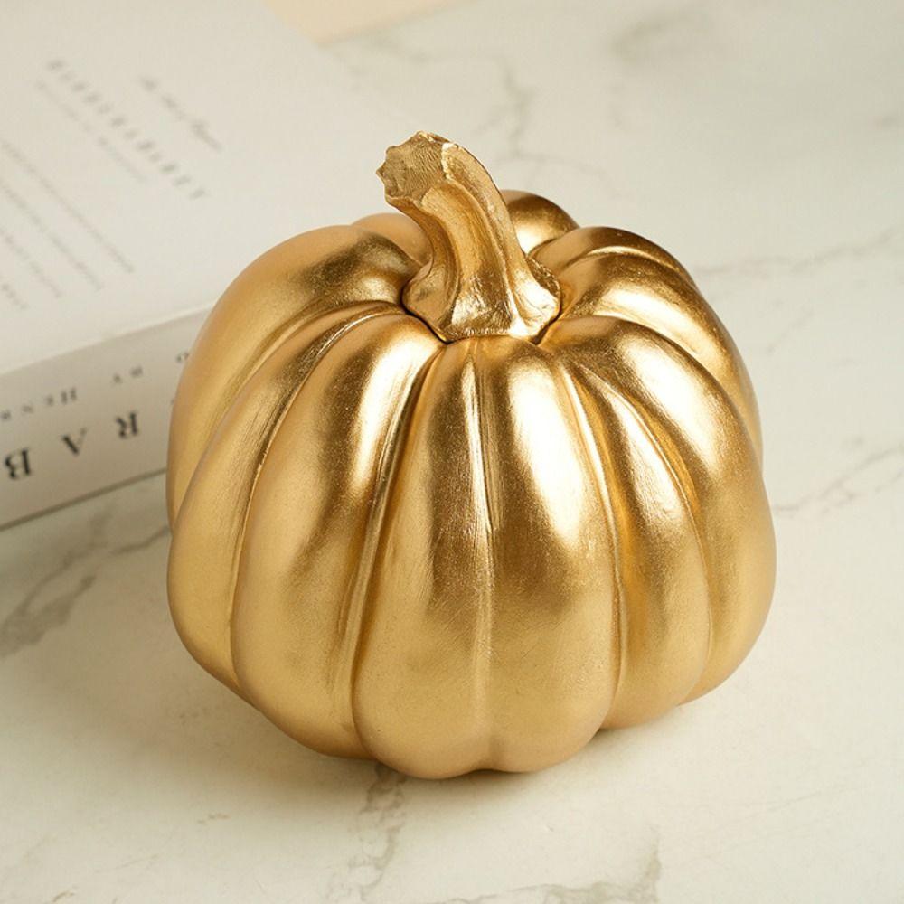 Retro Pumpkin Statue Resin Miniature Figurine Sculpture Micro Landscape Pumpkin Ornament  Autumn