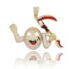 Hip Hop Classic Cartoon Character Scythe Monster Copper Zircon Pendant Necklace Gold