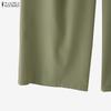 ZANZEA Women High Zip-up Waist Casual Casual Office Wide Leg Pants Trousers Nonelastic