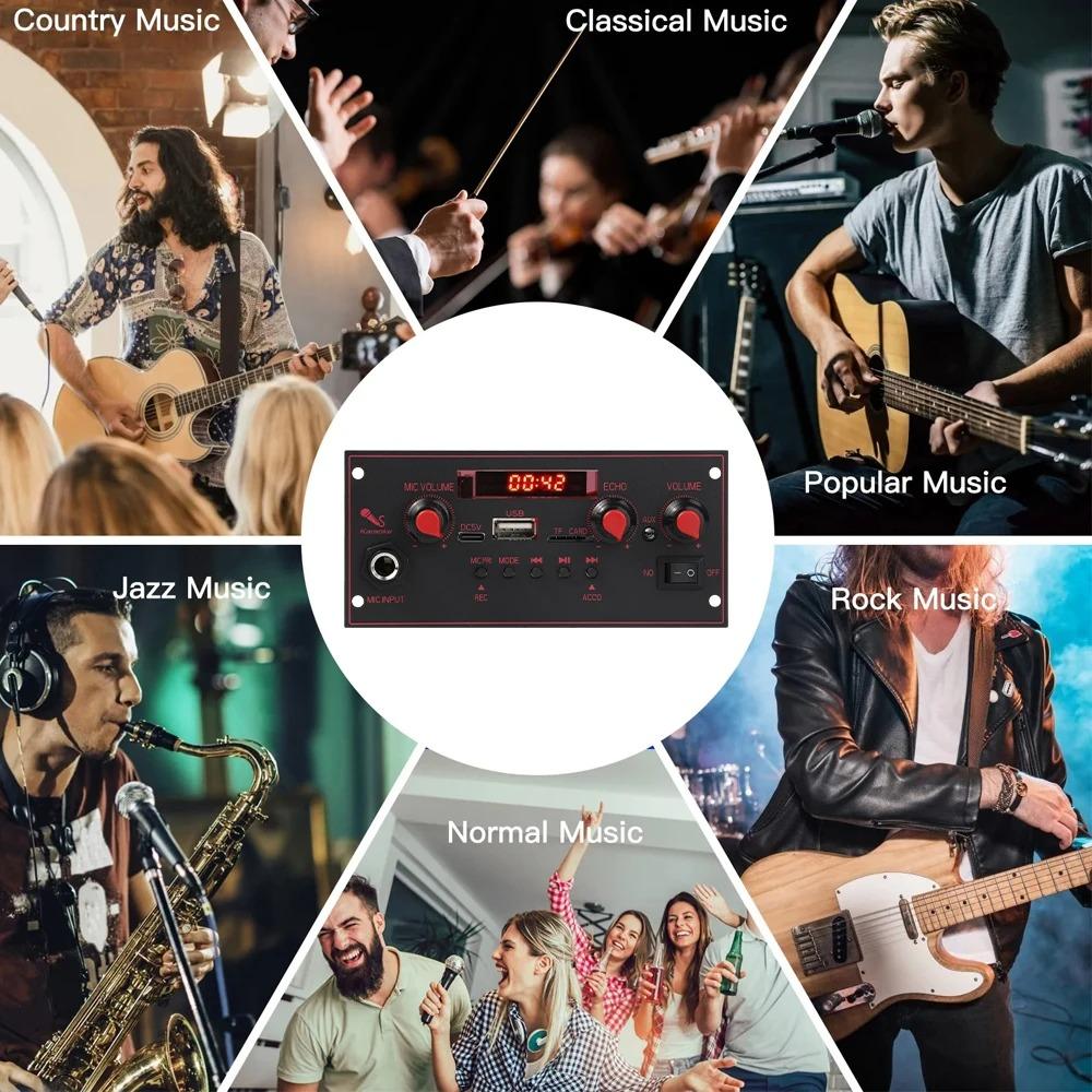 Bluetooth 5.0 MP3 Decoder Board 2*10W 20W Amplifier Audio Player 5V DIY MP3 Player Car FM Radio Module TF USB Mic Record