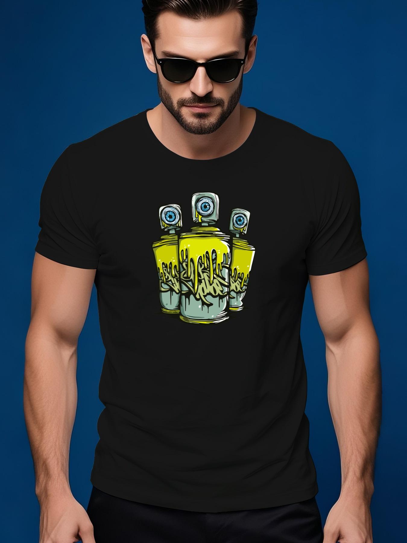 Summer Tshirt with Iron Bottle Graphic - Light Gray M