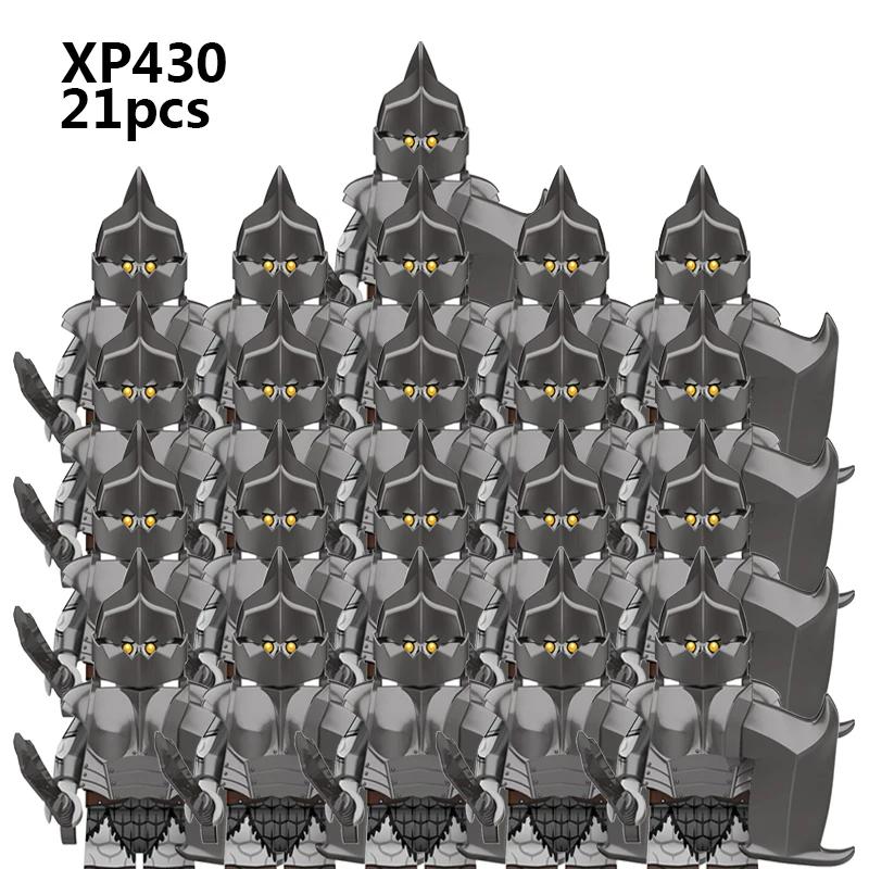 KT1056 21pcs WW2 Movie Character SET Magic Ring Lord Medieval Dwarf Soldier Shield Soldier Army Figure Bricks Toys for Kids Gift