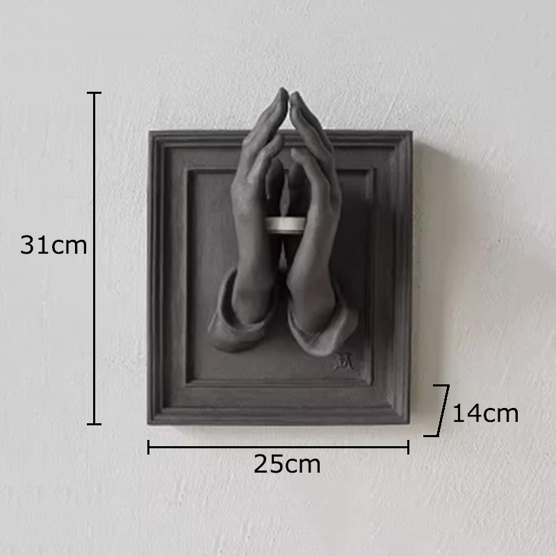 

Creative Hand of Prayer Wall Hanging Ornaments Room Aesthetics Living Room Wall Display Candle Holder Hanging Decorations