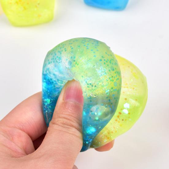 Glitter Cube Squeeze Toy Anxiety Relief Stress Cube Squeeze Sensory Toy Slow Rising Office Workers Relaxation Stress Ball Desk Toy