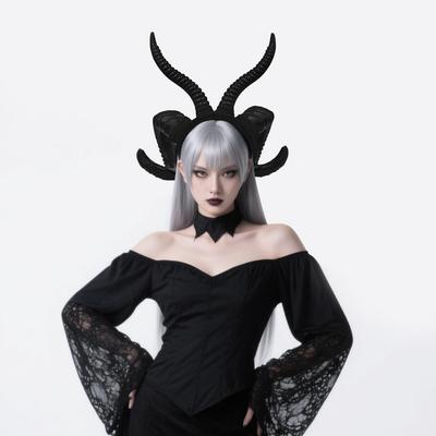 Dark Devil Goat Horn Headband for Halloween Cosplay