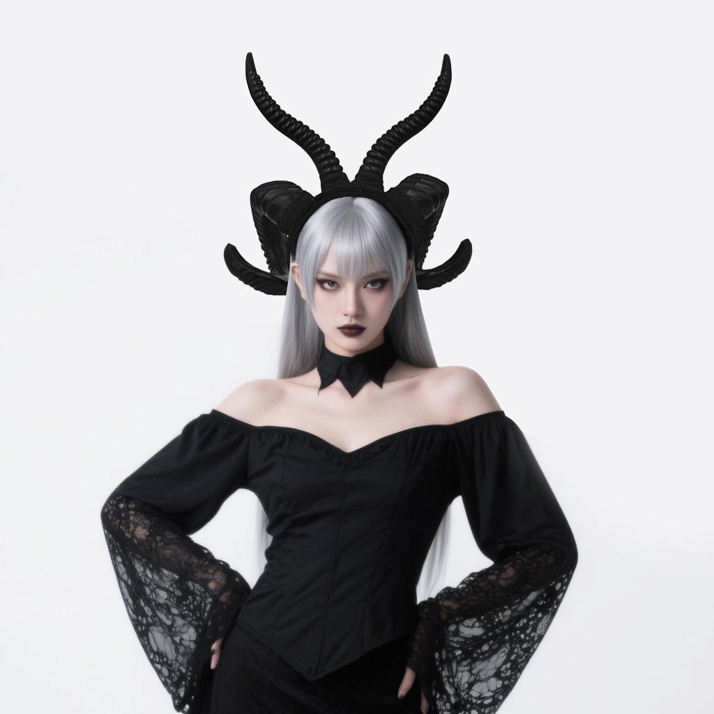 Dark Devil Goat Horn Headband for Halloween Cosplay 33